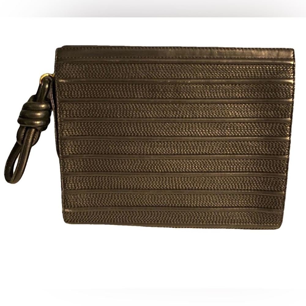SOLD! Loewe Black Textured Leather Wristlet Clutch